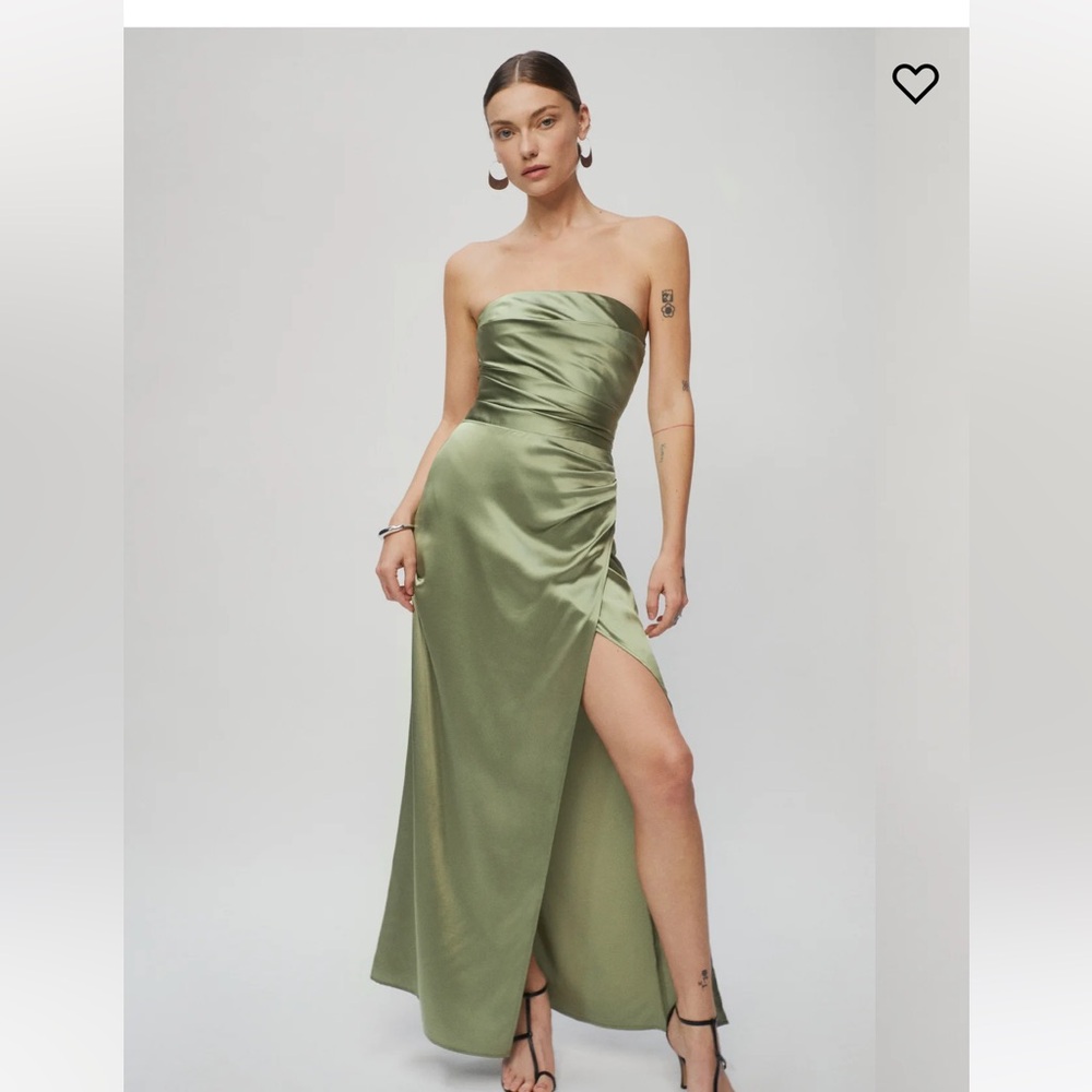 Reformation Silk Barrow Dress in Artichoke